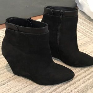 Black Suede Wedge Vince Boots Size 8.5